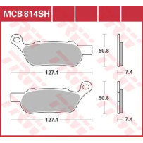 SH Series Sindered Rear Brake Pads — 7.4 mm thickness, 127.1 mm length, sintered metal