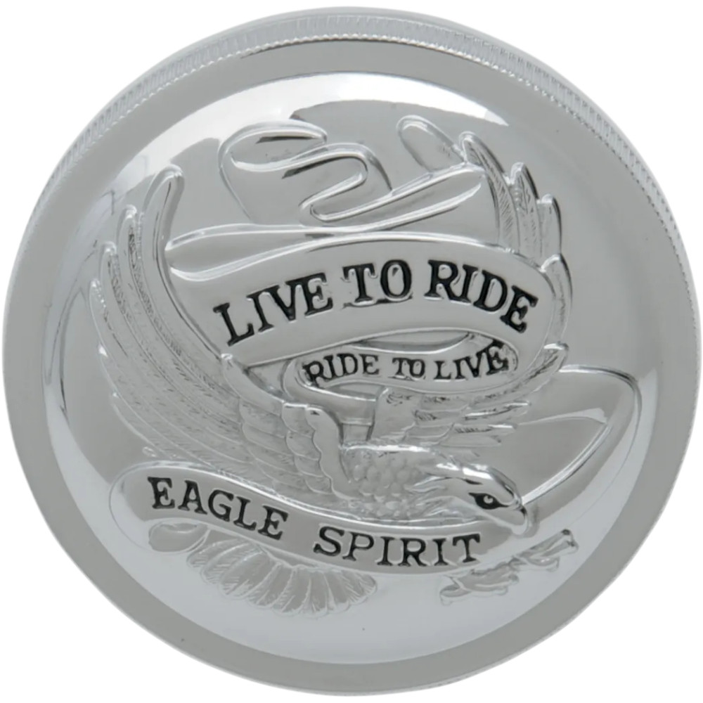 Live to Ride Gas Cap — 76.2 mm (3"), right-hand thread, chrome