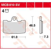 SV Series Sindered Brake Pads — 61 mm, 7.3 mm, set of 4
