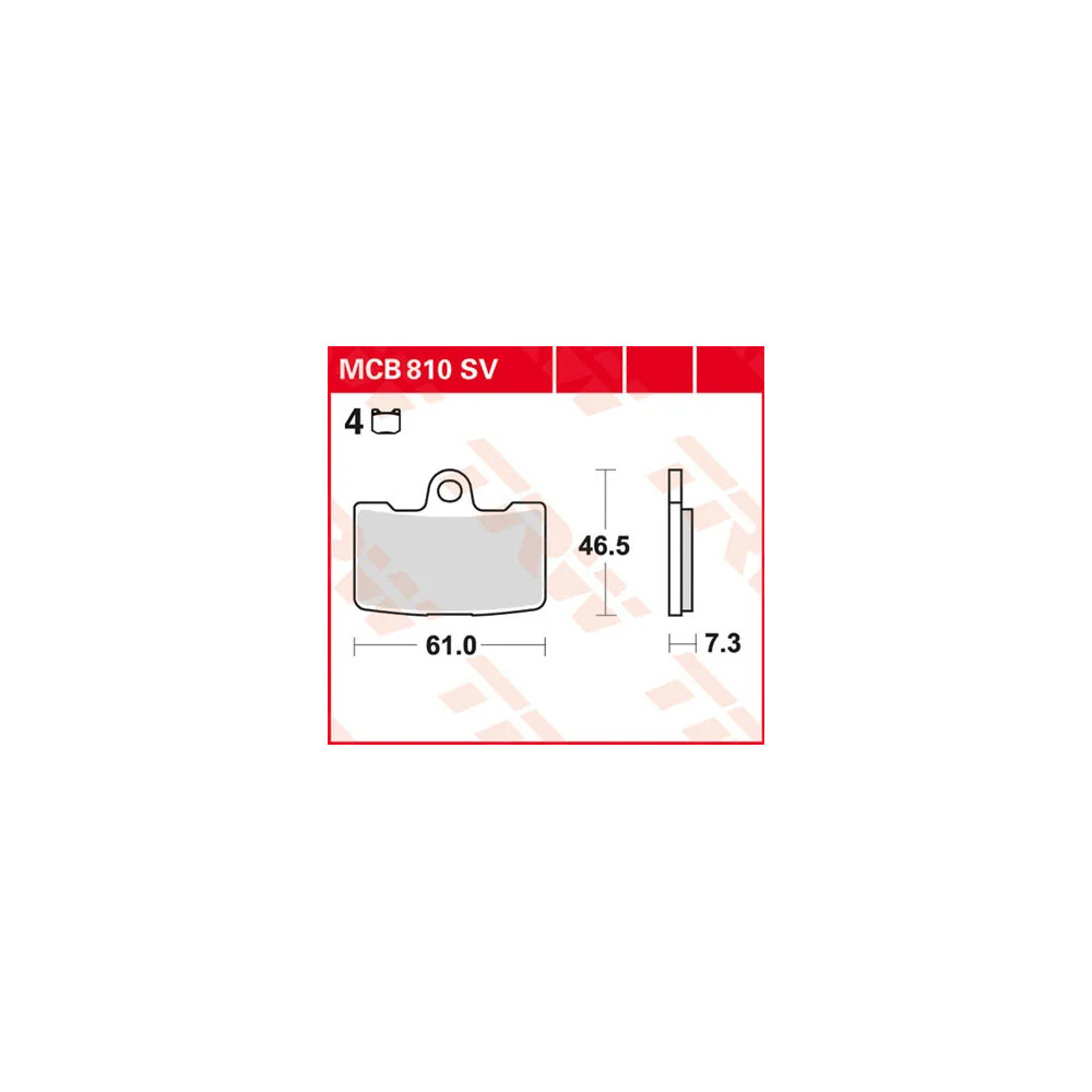 SV Series Sindered Brake Pads — 61 mm, 7.3 mm, set of 4