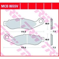 SV Series Sintered Brake Pads — Sintered metal, front brake only, 7.3 mm thickness, 49 mm width