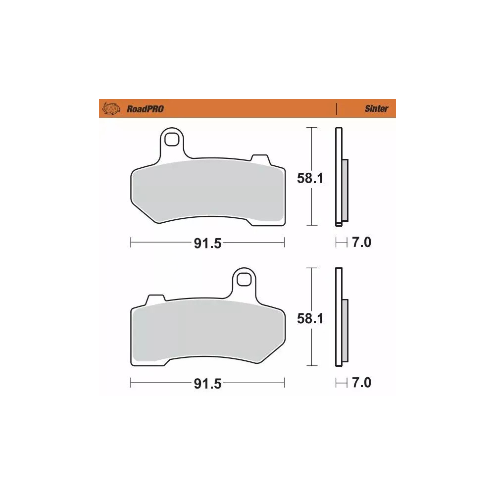 RoadPRO Sinder Brake Pad Rear — 7.0 mm