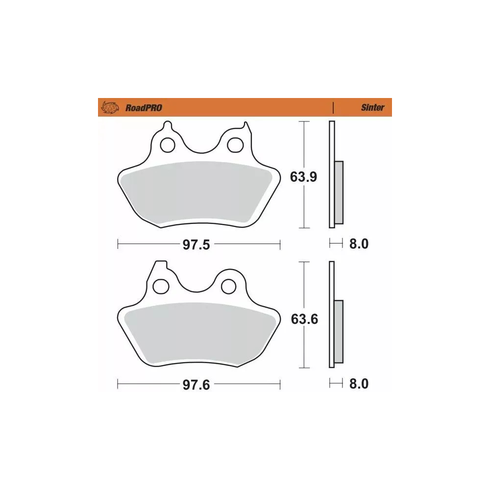 RoadPRO Sinder Brake Pad Rear — 8.0 mm