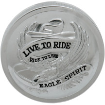 Live to Ride Gas Cap — 3" diameter, left-hand thread, chrome
