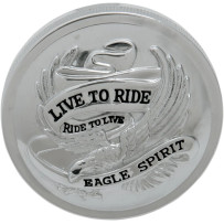 Live to Ride Gas Cap — 3" diameter, left-hand thread, chrome