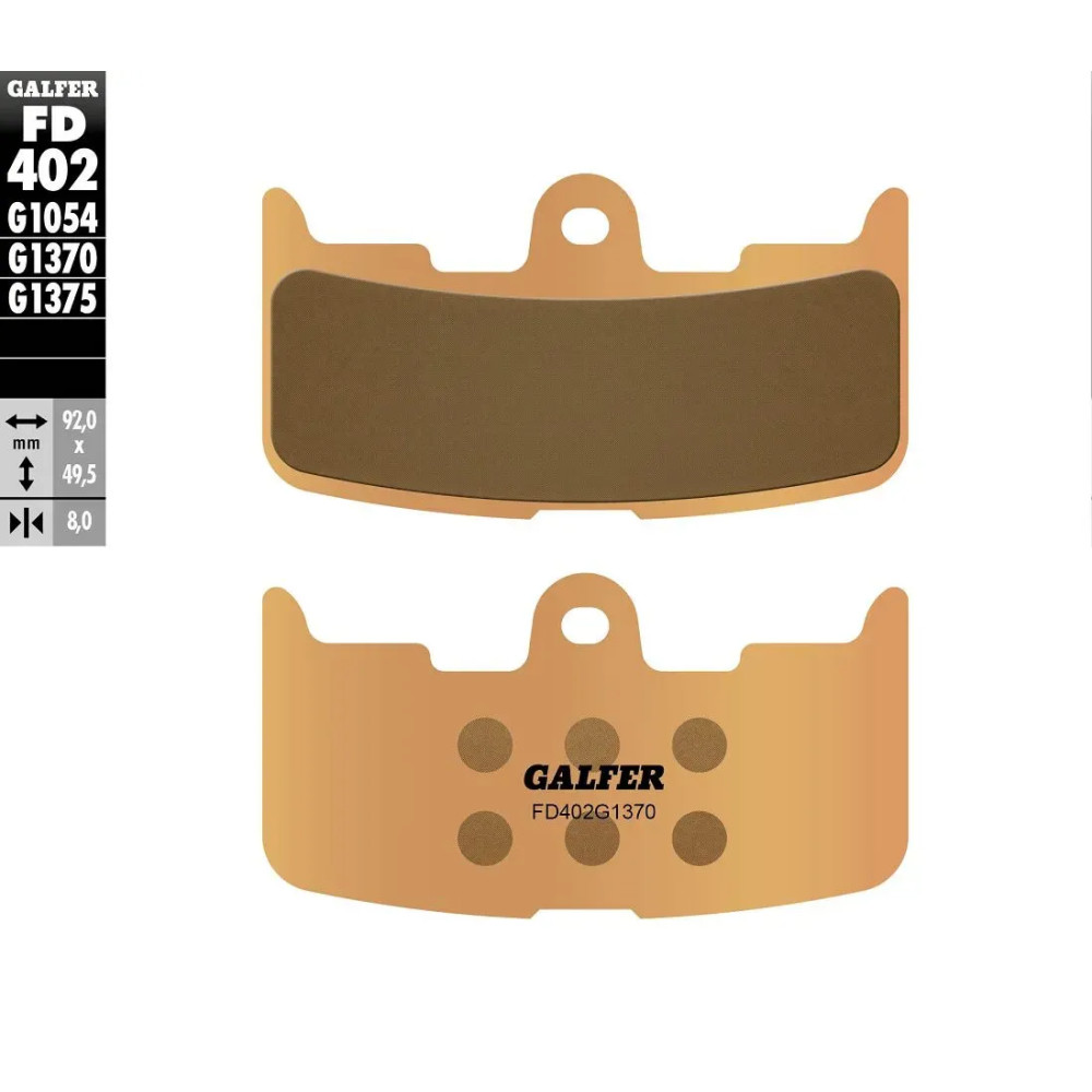 HH Sintered Brake Pads — 92.0 mm × 49.5 mm, 8.0 mm thickness