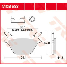 All Round Sintered Metal Brake Pads — 104.1 mm length, 11.3 mm thickness, 62 mm width, Set of 2