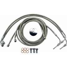 Kit de latiguillos de freno de acero inoxidable — 12"–14" (30.5–35.5 cm), Ape Hanger, con ABS, Plata