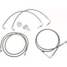 Kit de latiguillos de freno de acero inoxidable — 12"–14" (30.5–35.5 cm), Ape Hanger, con ABS, Plata