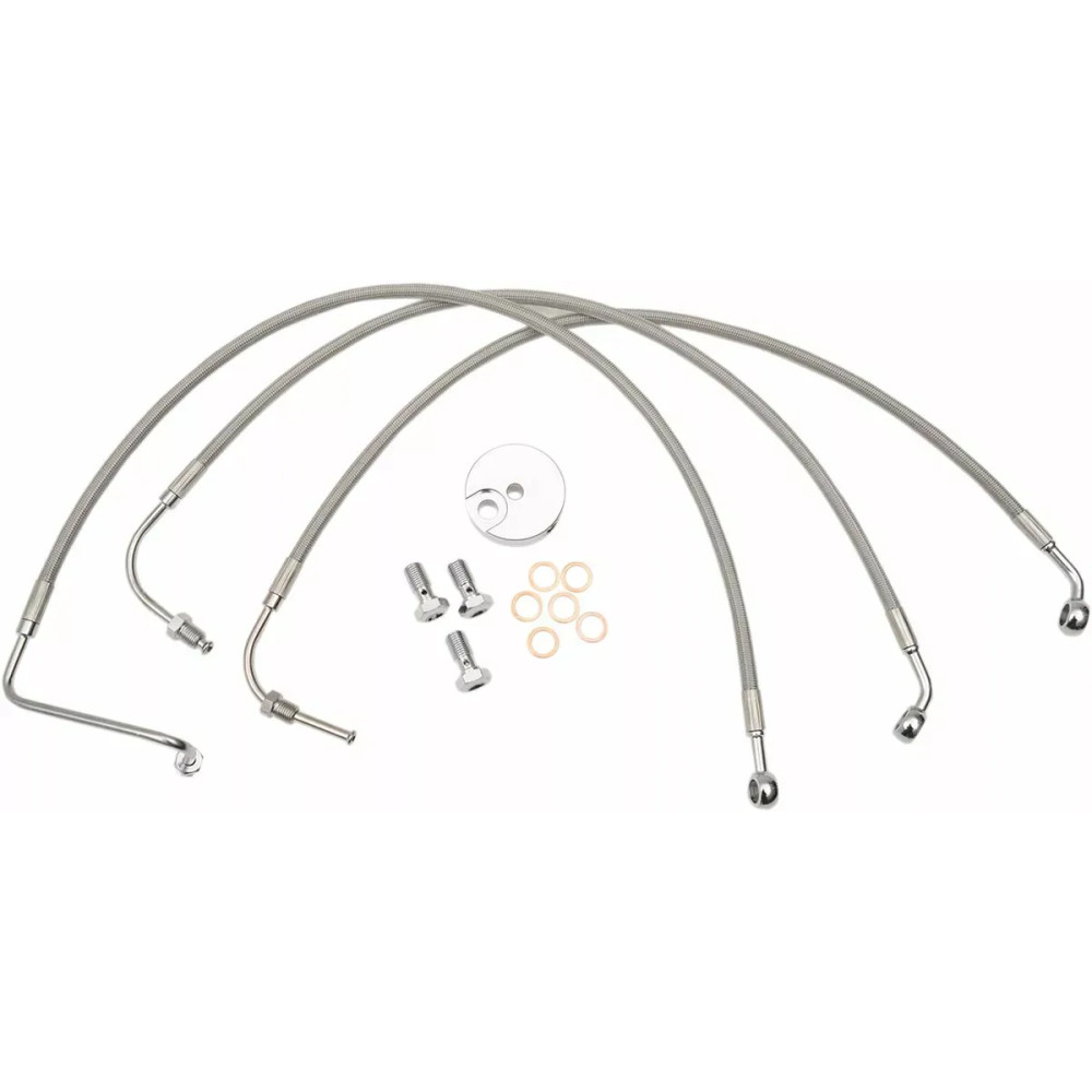Kit de líneas de freno de acero inoxidable — con ABS, sin ABS, plata