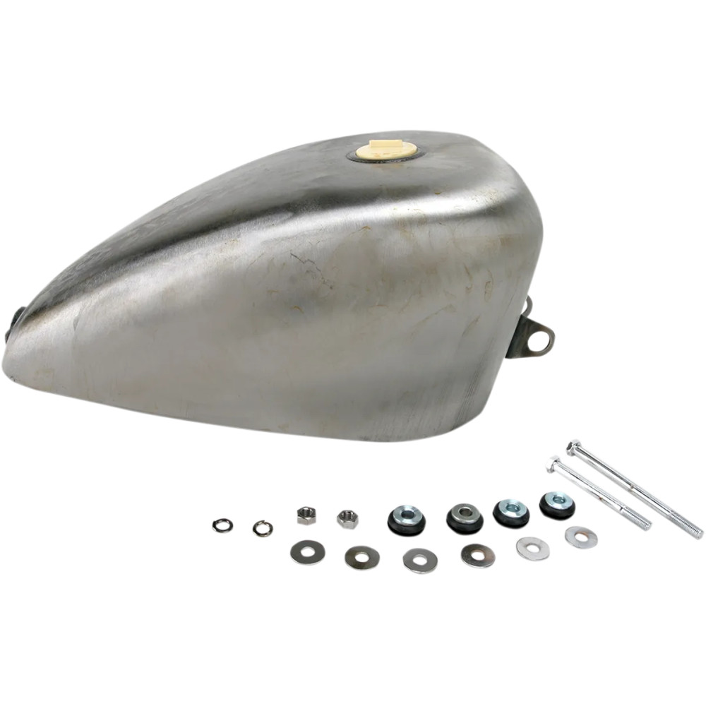 Gas Tank — 22 mm outlet, carbureted, steel, raw finish, bolt-on