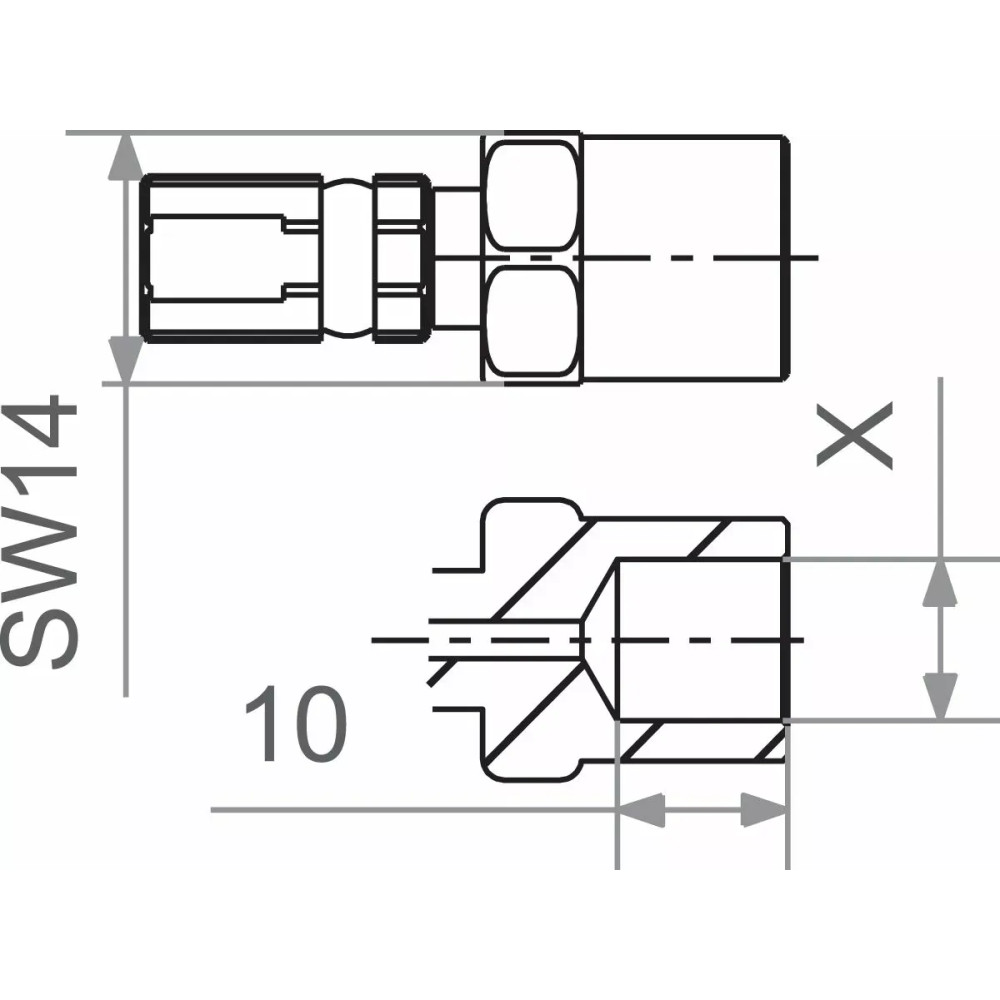 Varioflex Fitting — M10 x 1.25 female, aluminum, red