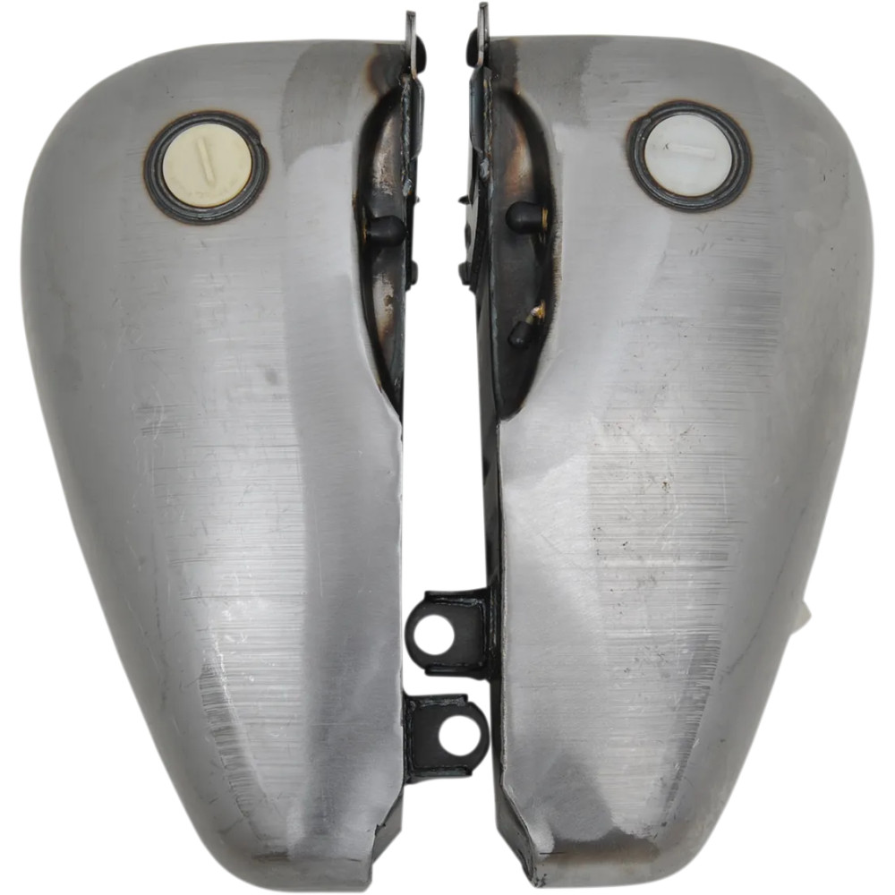 Fat Bob-Style Gas Tanks — 22.7 L (6 US gal.), Raw Silver