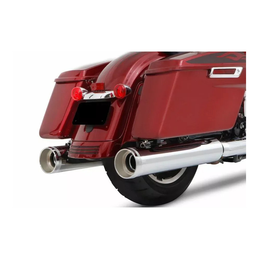 Silenciadores Slip-On dobles 4,5" para Touring — diámetro exterior 11,5 cm, certificado Euro 4, cromo