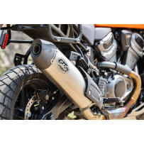 SO EC SLIP-ON MUFFLER PAN AMERICA — Right mount, Polished stainless, Carbon fiber end cap