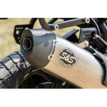 SO EC SLIP-ON MUFFLER PAN AMERICA — Right mount, Polished stainless, Carbon fiber end cap