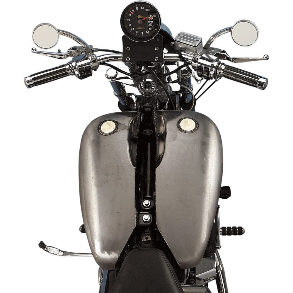 2" Extended Two-Piece Flat-Side Gas Tank Set — 5.2 US gal, raw finish