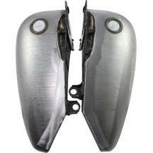2" Extended Two-Piece Flat-Side Gas Tank Set — 5.2 US gal, raw finish