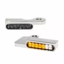 Intermitentes LED para manillar — 12V, cromo, montaje en manillar