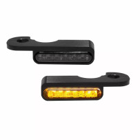 LED Handlebar Turn Signals — 12V, Pair, Black, E-marked