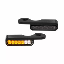 LED Handlebar Turn Signals — 12V, handlebar mount, black, amber, pair