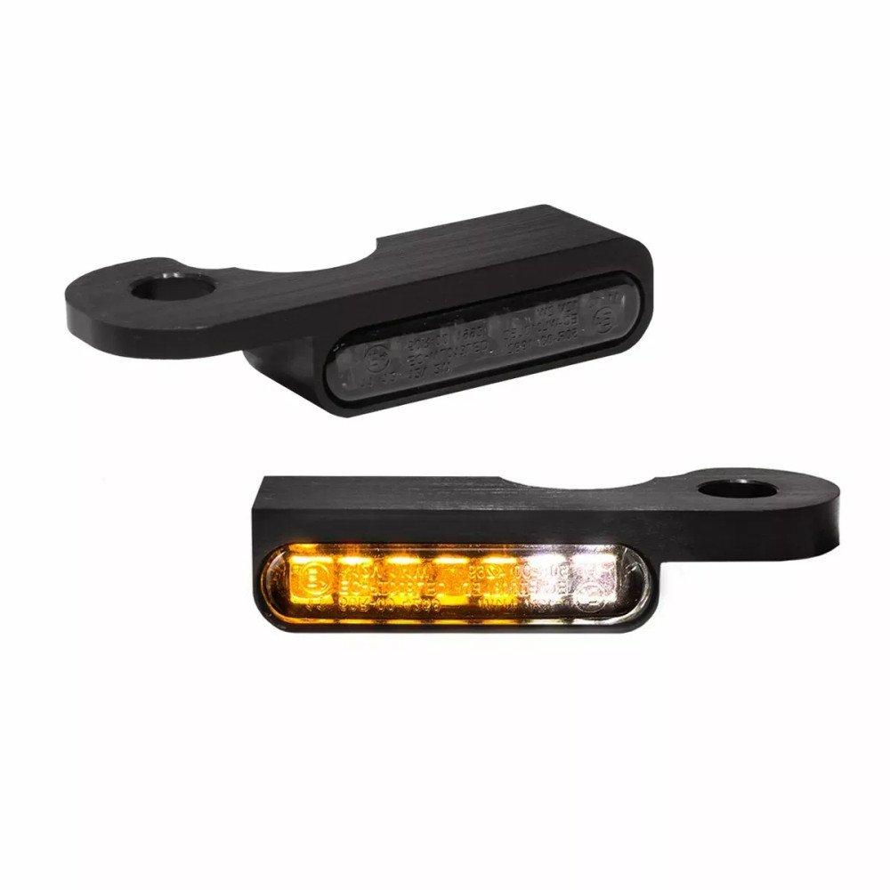 Intermitentes LED para manillar — 12V, carcasa negra, luz ámbar