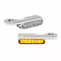 Intermitentes LED para manillar — 12V, montaje en manillar, cromado, ámbar