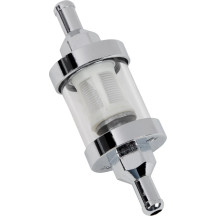 Clear Fuel Filter — 34.9 mm (1-3/8"), 6.4 mm (1/4"), Chrome