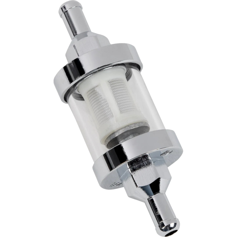 Clear Fuel Filter — 34.9 mm (1-3/8"), 6.4 mm (1/4"), Chrome