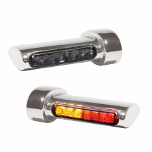 Intermitentes LED Winglets — Ajuste trasero, Par, Cromo/Natural, Ámbar/Rojo, 3 en 1