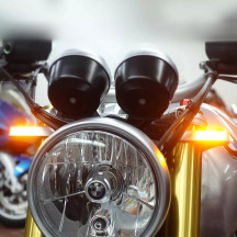 Intermitentes LED para horquillas — 47–49 mm, 12 V, plateado