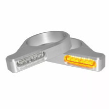 Intermitentes LED para horquillas — 47–49 mm, 12 V, plateado