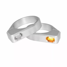 LED Turn Signals For Forks — 54–56 mm, 12V, silver