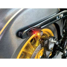 Intermitente LED — 3 en 1, Rosca M8×20, carcasa negra, lente ámbar