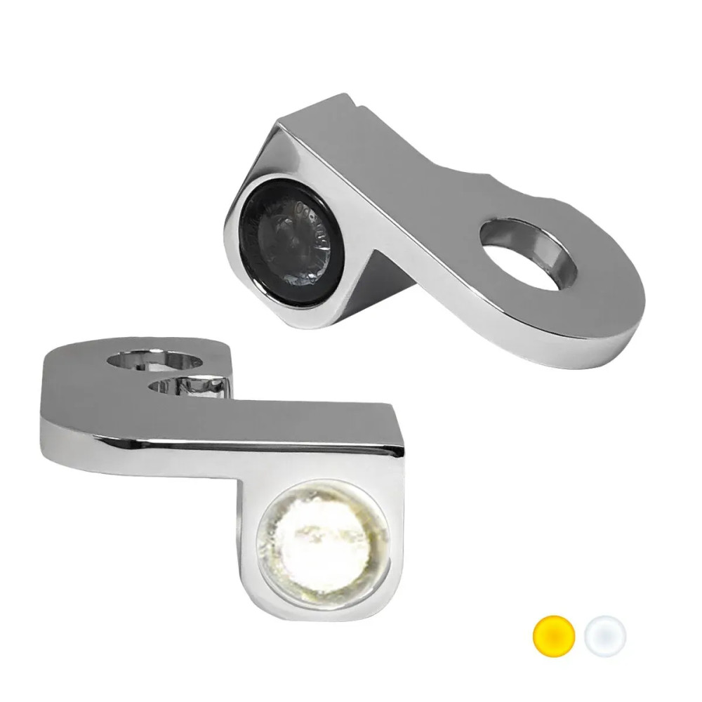 NANO Series Handlebar Turn Signals — 12 V, Chrome, Pair, Front L/R