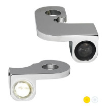 NANO Series Handlebar Turn Signals — 12V, with position light, chrome, for Harley-Davidson®