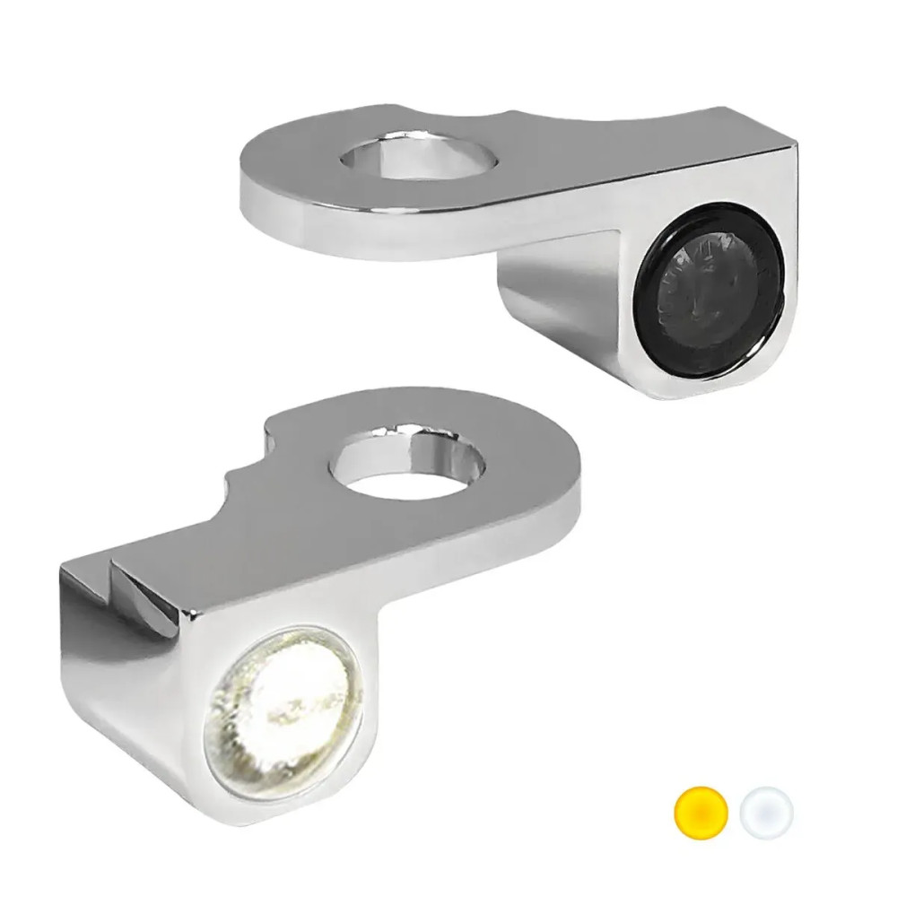 NANO Series Handlebar Turn Signals — 12V, Pair, Chrome, Harley-Davidson®