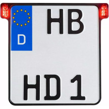 All-in-One 2.0 License Plate Holder w/ LED Plate Lights, Brake and Rear Lights — 20 cm H, 18 cm W, rear mount