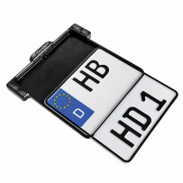 All-in-One 2.0 License Plate Holder w/ LED Plate Lights, Brake and Rear Lights — 20×18 cm, Germany plate, Chrome