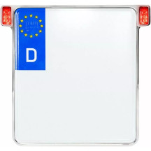 All-in-One 2.0 License Plate Holder w/ LED Plate Lights, Brake and Rear Lights — 20×18 cm, Germany plate, Chrome