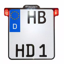 All-in-One 2.0 License Plate Holder w/ LED Plate Lights, Brake and Rear Lights — 20 cm × 18 cm, Germany plate size