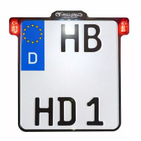 All-in-One 2.0 License Plate Holder w/ LED Plate Lights, Brake and Rear Lights — 20 cm × 18 cm, Germany plate size