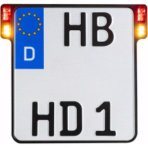 All-in-One 2.0 License Plate Holder w/ LED Plate Lights, Brake and Rear Lights — 20 cm x 18 cm, anodized black