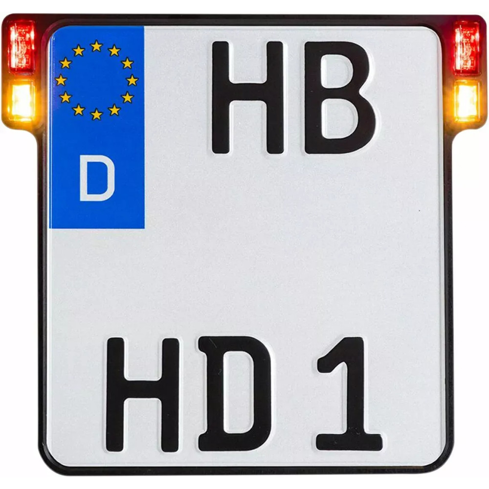 All-in-One 2.0 License Plate Holder w/ LED Plate Lights, Brake and Rear Lights — 20 cm x 18 cm, anodized black