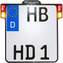 All-in-One 2.0 License Plate Holder w/ LED Plate Lights, Brake and Rear Lights — 20 cm height, Germany plate size