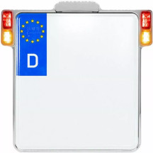 All-in-One 2.0 License Plate Holder w/ LED Plate Lights, Brake and Rear Lights — 20 cm × 18 cm, Chrome