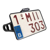 License Plate Side Mounts - with 1" Axle — 14 cm height, 21 cm width, anodized black or chrome