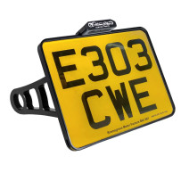 License Plate Side Mounts — 17.8 cm x 22.9 cm, 1" axle, anodized black or chrome