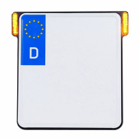 License Plate Holder 3-in-1 for EU Countries — Slip-Inn model, rear mount, black, LED