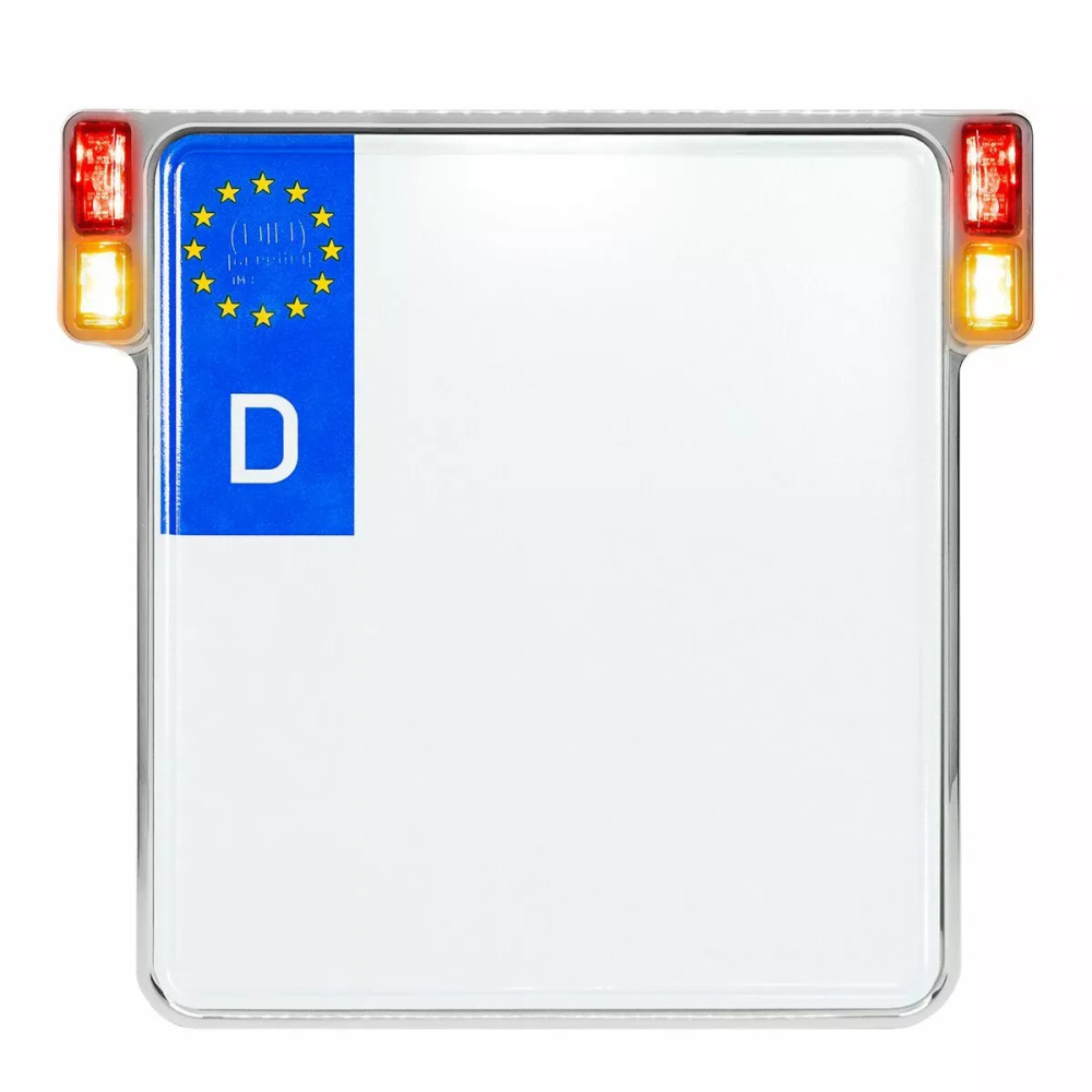License Plate Holder 3-in-1 for EU Countries — Harley-Davidson®, red lens, billet aluminum
